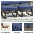 thumbnail image 5 of Opohoro 8PCS Outdoor Conversation Set with 43" Wicker Fire Pit Table, Gray Rattan Sofa Set with 4 Patio Chairs and Ottomans, Blue for Patio Backyard, 5 of 15