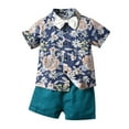 thumbnail image 2 of IROINNID Toddler Boy's Gentleman Floral Printed Lapel Tops Shorts Outfits, 2 of 9