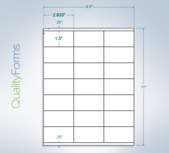 81/2" x 11", 21 Labels, per Sheet,2.8" x 1.5"