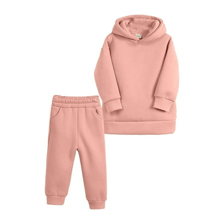 

Toddler Outfit Sets Summer Baby Girls Boys Autumn Winter Warm Thick Solid Cotton Long Sleeve Fleece Lined Tops Hooded Hoodie Pants Sweatshirt Kids Clothes Suit