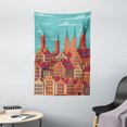 thumbnail image 1 of Amsterdam Tapestry, Vertical Computer Graphics of Retro Buildings, Wall Hanging for Bedroom Living Room Dorm Decor, 40W X 60L Inches, Cadet Blue Burnt Sienna Dried Rose Sand Brown, by Ambesonne, 1 of 2