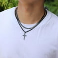 thumbnail image 7 of Apsvo Cross Necklace for Men Stainless Steel Layered Cuban Link Herringbone Chain Cross Pendant Religious Fashion Jewelry Gifts 16-24 Inches, 7 of 7