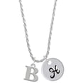 thumbnail image 1 of Delight Jewelry Silvertone Large Initial - B - Silvertone Script Initial Disc - H - Charm Necklace, 20"+3", 1 of 4