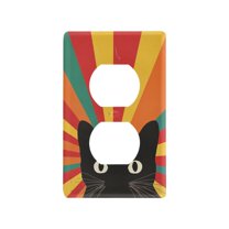 Yayeee Duplex Wall Plate 1-Gang 4.5"x2.7" Home Receptacle Light Switch Decorative Outlet Cover, Black Cat