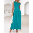 thumbnail image 3 of Vestido largo ZESICA Summer 2025 con un solo hombro, verde azulado para mujer, 3 of 6