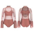 thumbnail image 1 of TSSOE Kids Girls Sparkly Rhinestone Dance Leotard Sheer Mesh Patchwork Bodysuit for Gymnastics Tumbling Dusty Pink 10, 1 of 4