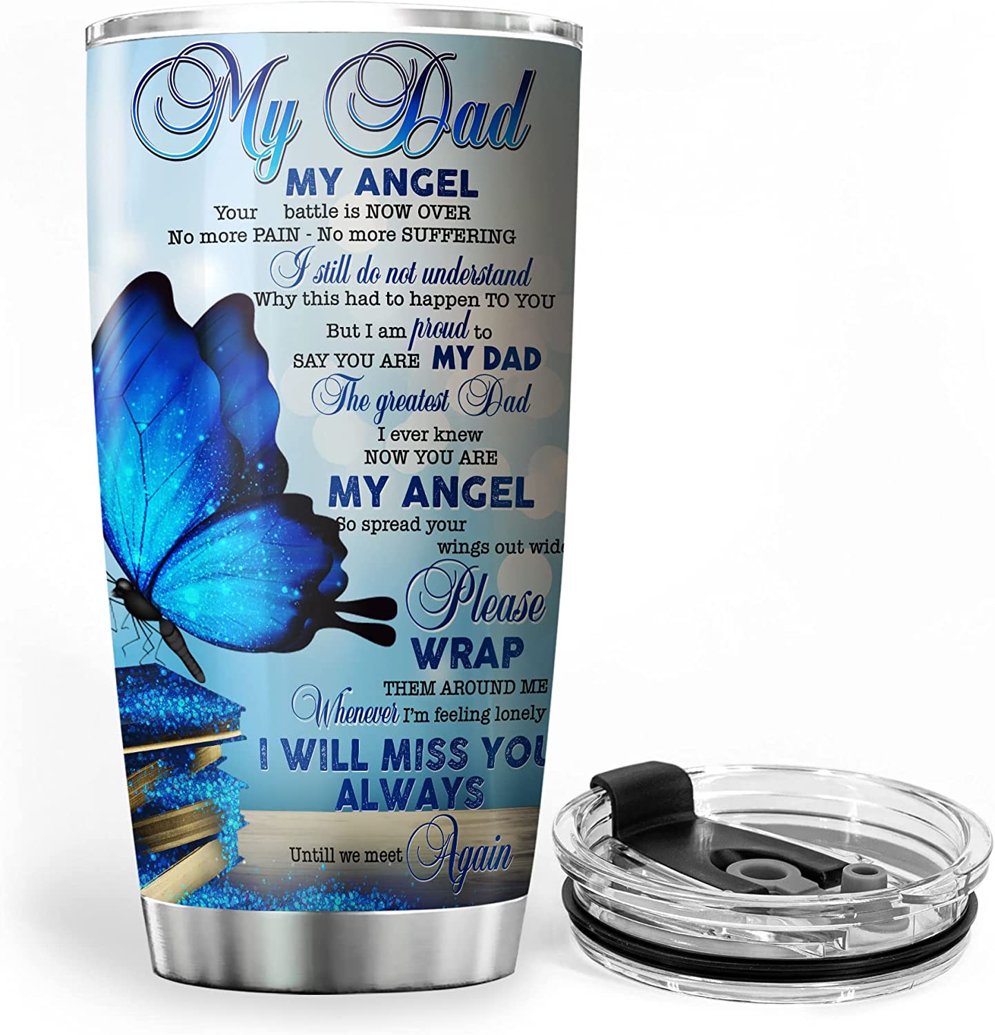 Loss of Son Guardian Angel Tumbler Memorial Son Tumbler Sympathy Grief  Memory Condolence Bereavement Funeral Watching Over Me Gift Idea 