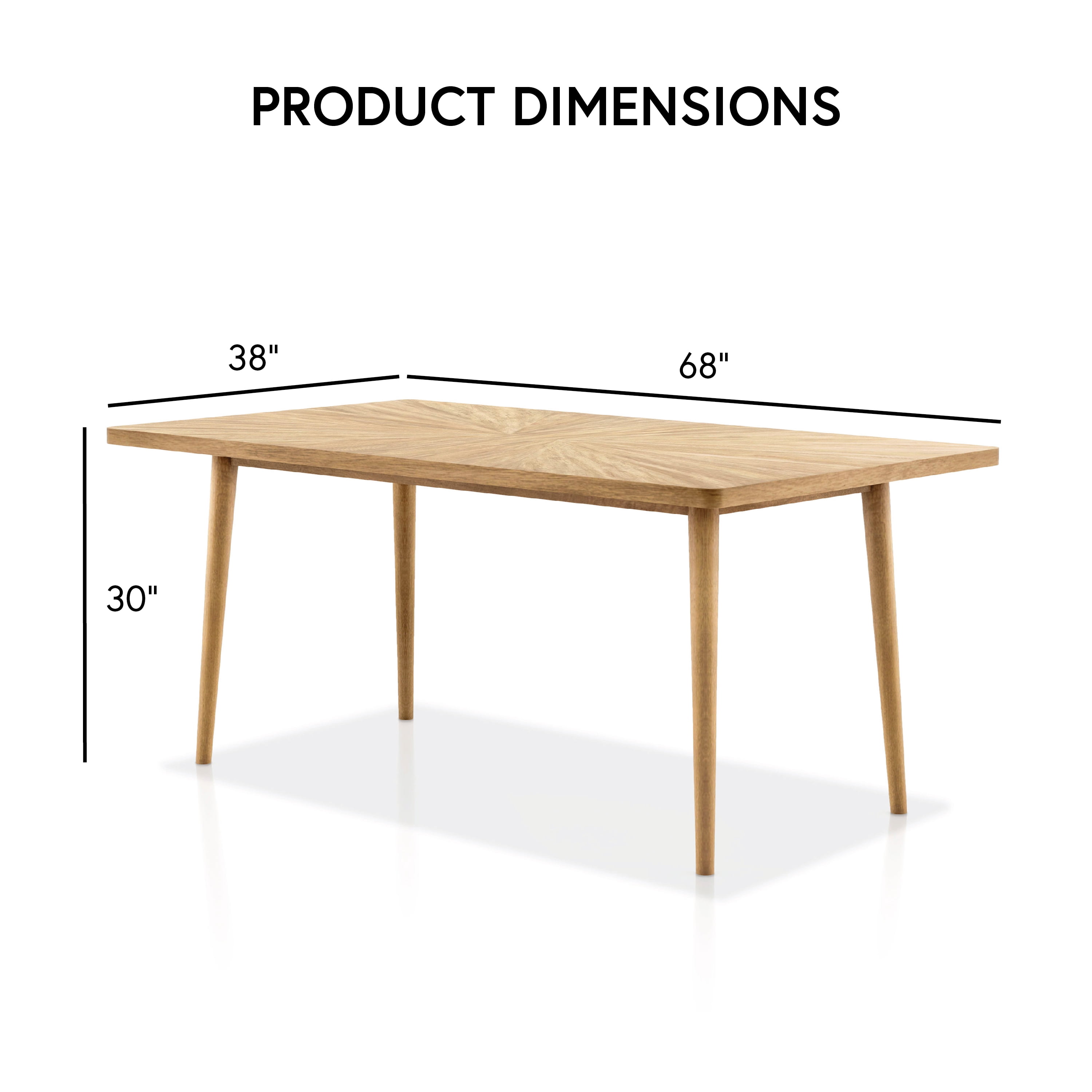 Furniture of America Ivren 68" Solid Wood Indoor Dining Table, Natural
