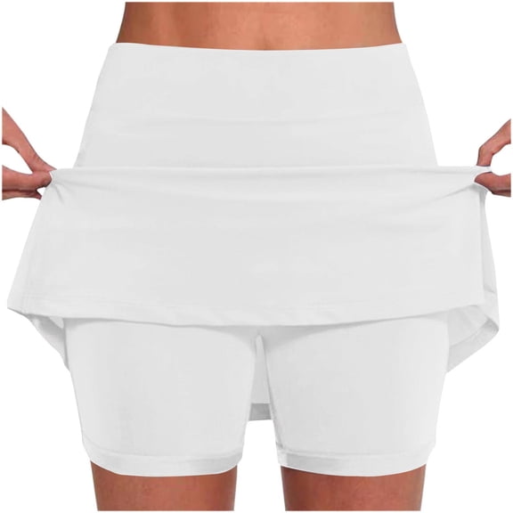 Mceream Skorts for Women with Pockets Plus Size High Waist Tummy Control Tennis Yoga Leggings Shorts Casual Athletic Tennis Mini Short Skirts Joggers White XL