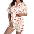 thumbnail image 2 of Vetsdori Womens Short Sleeve PJ Sets Sleepwear 2 Pieces Homewear Button up Shorts & Top,Heart Print Pockets Loungewear Casual Summer Pajamas for Women Soft, 2 of 8