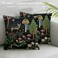 thumbnail image 3 of JRXY Mushroom Pillow Cover  Black Pillow Cover, Boho Aesthetic Cottage core Bedding, Rabbit Owl Squirrel Moth Snail Wildflower Fungus Botanical Pillow Cover White, 3 of 5