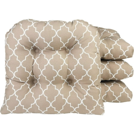 

Klear Vu Gripper Overstuffed Universal Non-Slip Dining Chair Cushions for Kitchen Decor or Office Use U-Shaped Skid-Proof Seat Pad 15x15 Inches 4 Count (Pack of 1) Geo Tan