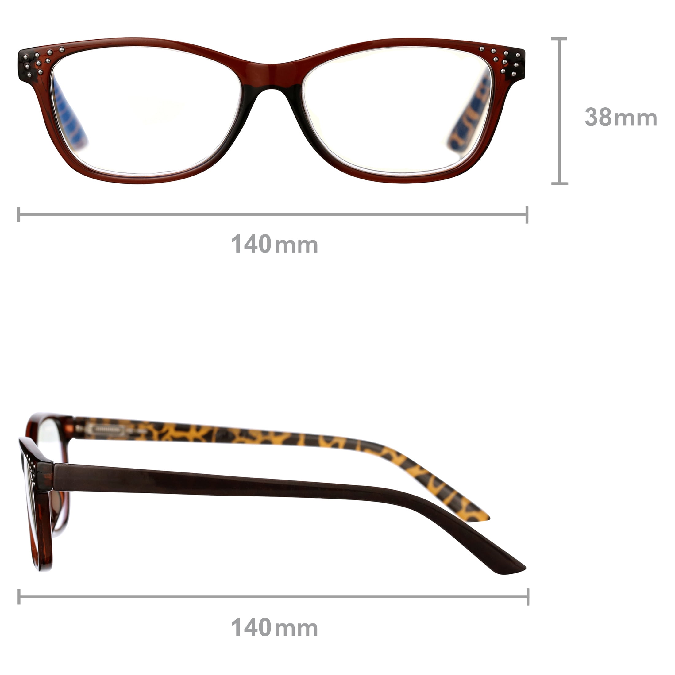 M Readers Women's Joan +1.75 Rectangle Reading Glasses with Case, Brown