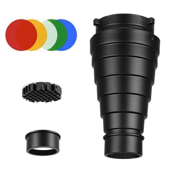 Metal Snoot Set with 5Pieces Color Filters Enhances Lighting in Commercial and Indoor Photography