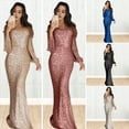 thumbnail image 2 of Quixlent Women Prom Dress Tassel Sleeves Sheath Slim Fit V Neck Solid Color Sequin Fishtail Hem Evening Dress Cocktail Party Maxi Dress, 2 of 8