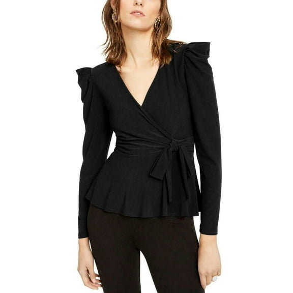 INC International Concepts Smocked Peasant Top Deep Black S