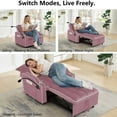 thumbnail image 5 of Pink Convertible Sofa Bed, 3-in-1 Futon with USB Ports & Cup Holder, Modern Upholstered Sleeper for Small Space, 5 of 9