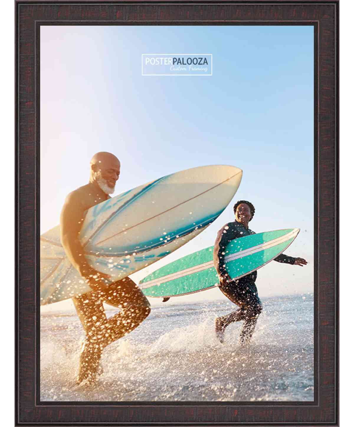 18x24 Textured Brown Picture Frame - UV Acrylic, Foam Board Backing, Hanging Hardware