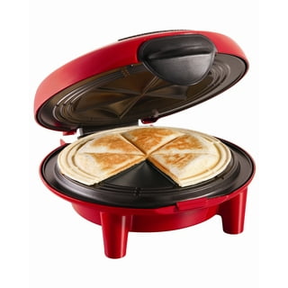 Taco Tuesday - Tteqm8rd Deluxe 6-Wedge Electric Quesadilla Maker with Extra Stuffing Latch - Red