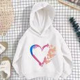 thumbnail image 4 of Mifsaly Toddler Girls Hoodies Heart Butterfly Print Long Sleeve Hooded Sweatshirts Fall Winter Everyday Casual Warm Pullover White,9-10Years, 4 of 6