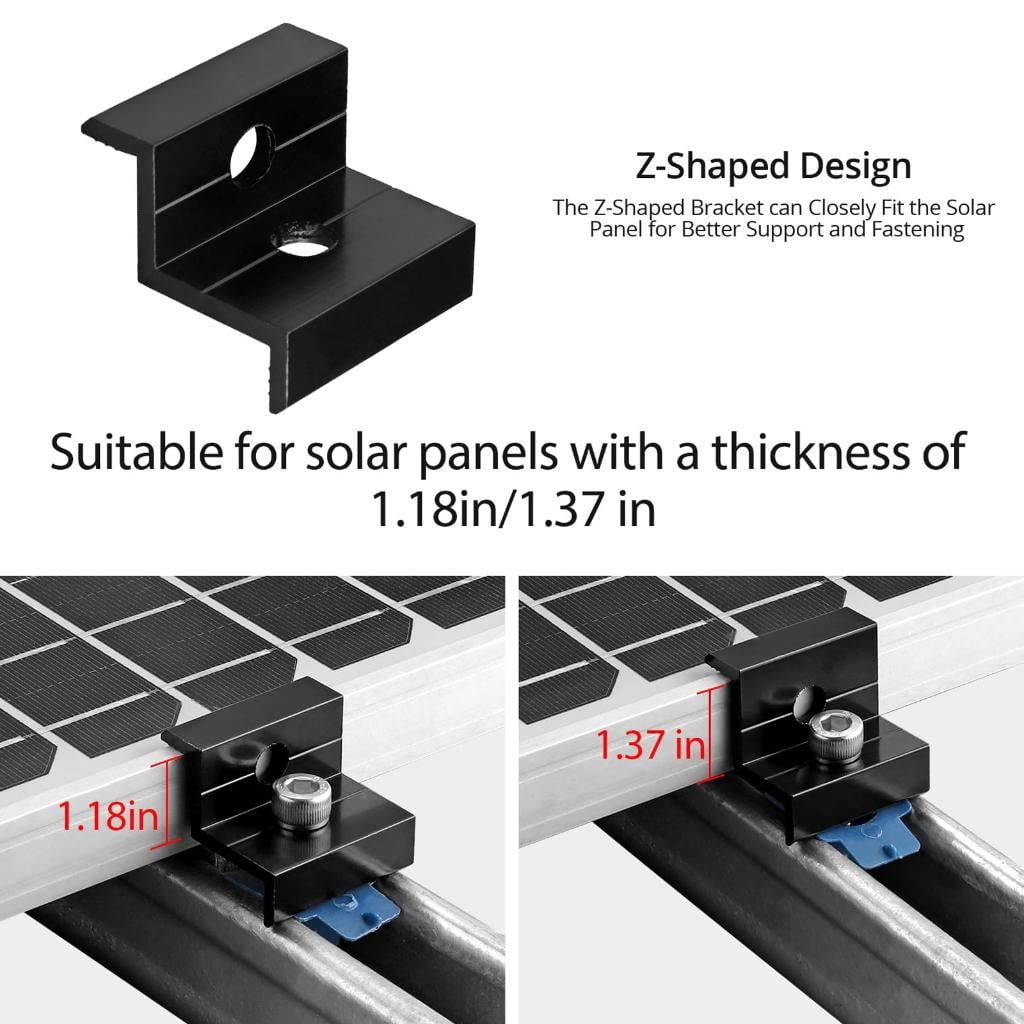 YIGSECU 10Pcs Solar End Clamp Adjustable Solar Panel Mounting Bracket Clamp Wide Photovoltaic Support for Solar Panel Systems