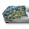 thumbnail image 3 of Impressionist Soft Flannel Fleece Throw Blanket, Mountain Forest Landscape Nature Outdoor Scene Painting, Cozy Plush for Indoor and Outdoor Use, 70" x 90", Dark Yellow Sea Blue, by Ambesonne, 3 of 6