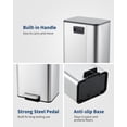 thumbnail image 3 of PYY Soft-Close Stainless Steel Trash Can with Foot Pedal - 3.4 Gallon (13L) Rectangular Waste Bin - Removable Inner Bucket - Space-Saving Design for Bathroom, Kitchen, Home Office - Silver, 3 of 8