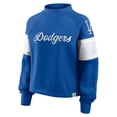 thumbnail image 4 of Women's Fanatics Royal Los Angeles Dodgers Oversized Toss Sweep Raglan Pullover Sweatshirt, 4 of 5