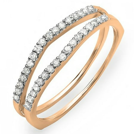 0.25 Carat (ctw) 14K Gold Round White Diamond Ladies Anniversary Enhancer Guard Wedding Band 1/4 CT