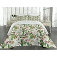 thumbnail image 2 of Ambesonne Watercolor Quilted Coverlet 3 Pcs, Poinsettia Pattern, King Size, Vermilion Yellow Green, 2 of 4