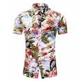 thumbnail image 1 of Camisas Para Hombre Slim Fit Slim Cardigan Casual Print Youth Men's Short Sleeve Fit Shirt Lapel Fashion Men Shirts (White, 4XL), 1 of 4