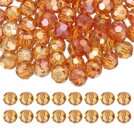 Uxcell 8mm Round Crystal Beads, 100 Pcs Glass Faceted Ball Beads for Jewelry Making, Burgundy