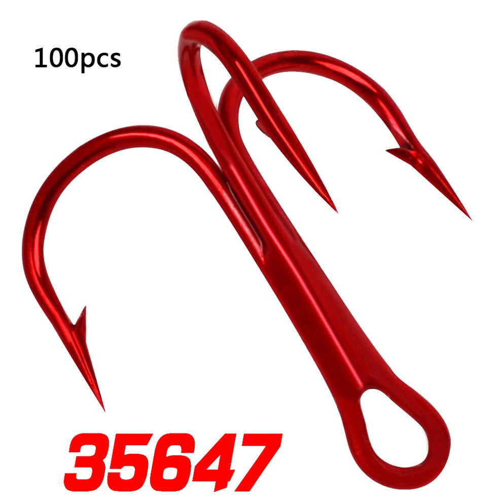 100PCS/Bag High Carbon Steel Fish Hook Barbed Hook Crank Hook 3 Anchors