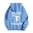 thumbnail image 4 of Why Walk Women's Printed Round Neck Pullover Sweatshirt Hooded Drawstring Sweatshirt Top, Casual Fall Winter Fashion with Soft Fabric for Comfortable Wear,Blue,L, 4 of 4