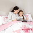 thumbnail image 4 of Manfei Pretty Initial B Print Queen Comforter Set,Lovely Bownot Comforter Sets Queen,Pink,Pink Reversible,3-Piece,1 Comforter and 2 Pillowcases, 4 of 7