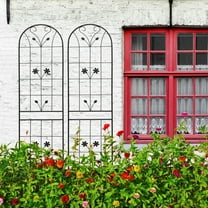 Yoneston 2 Pack 86.7"x19.7" Metal Garden Trellis, Metal Coating Anti-Rust and Sturdy, Rustproof Flower Metal Trellis for Outdoor Decoration, Black