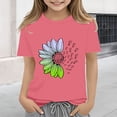 thumbnail image 2 of CPNG Girls Sunflower Shirts Cute Summer Round Neck T-Shirt Floral Graphic Short Sleeve Tees Tops Casual Clothes(Pink,2-3 Years), 2 of 5