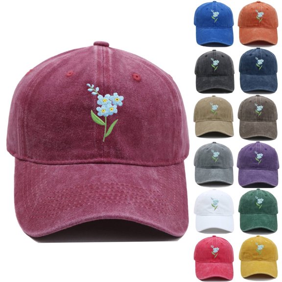 WHEANG Embroidered Flower Baseball Cap for Women Men - Solid Color Vintage Style Everyday Casual Breathable Outdoor Sports Cap One-Size Adjustable UV Protection Summer Sun Hat Under $5 White