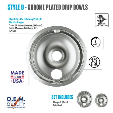 Range Kleen Economy Style B Drip Bowls 1 Small & 1 Large, 2 Pk