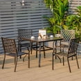 thumbnail image 3 of Costway Set of 4 Patio Dining Chairs Stackable Metal Slat Armreset Garden Yard, 3 of 7