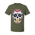 thumbnail image 2 of Wild Bobby Day Of The Dead Sugar Skull Pop Culture Men Graphic Tee, Military Green, 5X-Large, 2 of 5