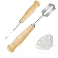 thumbnail image 3 of Experiencia magistral en corte de masa, cuchillo para cortar masa de primera calidad hecho a mano con diseño ergonómico, hoja de acero inoxidable para cortes limpios, protector de cuero auténtico que, 3 of 8