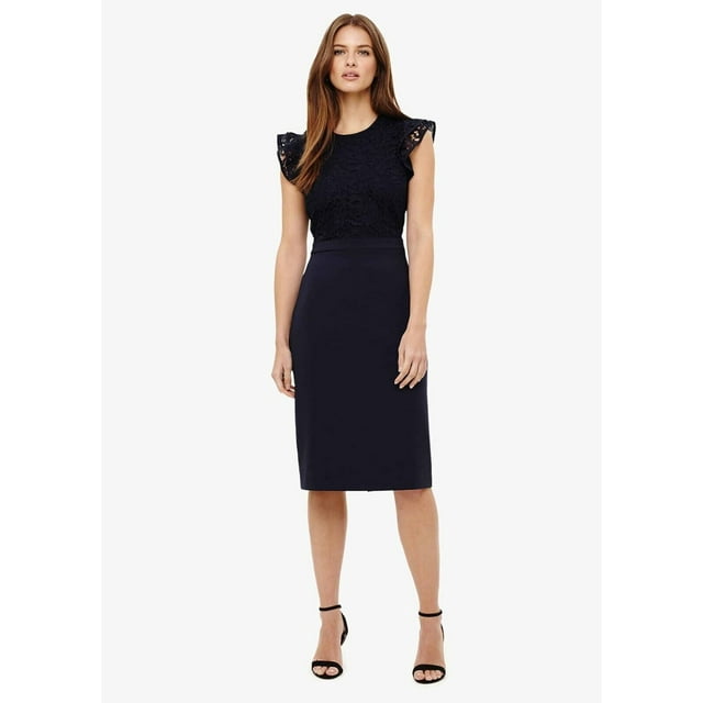 Phase Eight Women's Peggy Lace Dress Ruffle Sleeve In Navy Size 6 US 10UK $239
