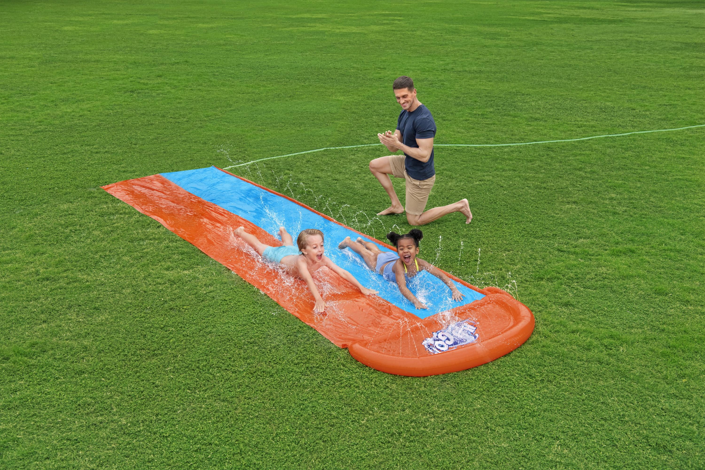 H20GO! Double Lane 16ft Water Slide Inflatable Slip and Sprinkle Slide by Bestway (New)
