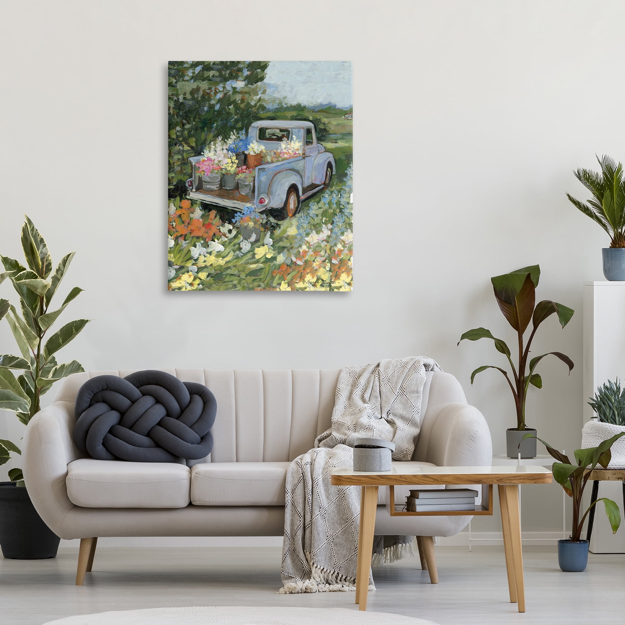 Stupell Industries Truckin' Field with Flowers Canvas Wall Art, design by Susan Winget