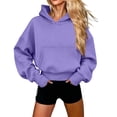 thumbnail image 2 of Essentials Hoodie Baeitkot Women's Oversized Casual Solid Color Hem with Drawstring Hooded Long Sleeved Sweatshirt, 2 of 6