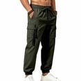 thumbnail image 5 of Zekutng Cargo Pants for Men Strap Decor Small Label Drawstring Tapered Jogger Pants,Sizes S-3XL, 5 of 9