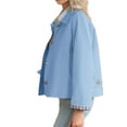 thumbnail image 5 of Plaid Patchwork Women Long Sleeve Lapel Single Breasted Jacket Trench Coat, 5 of 6