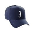 thumbnail image 2 of Daxton Structured Baseball Hat Cap Curved Visor Old English Font Navy Hat White J, 2 of 4