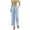 Light Blue, variant on Womens Dandelion Print Linen Capri Pants Elastic Drawstring High Waist Side Pockets Cuffed Ankle Loose Fit Breathable Cropped Jogger Trousers